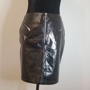 TOPSHOP cracked vinyl black mini skirt. Size 6